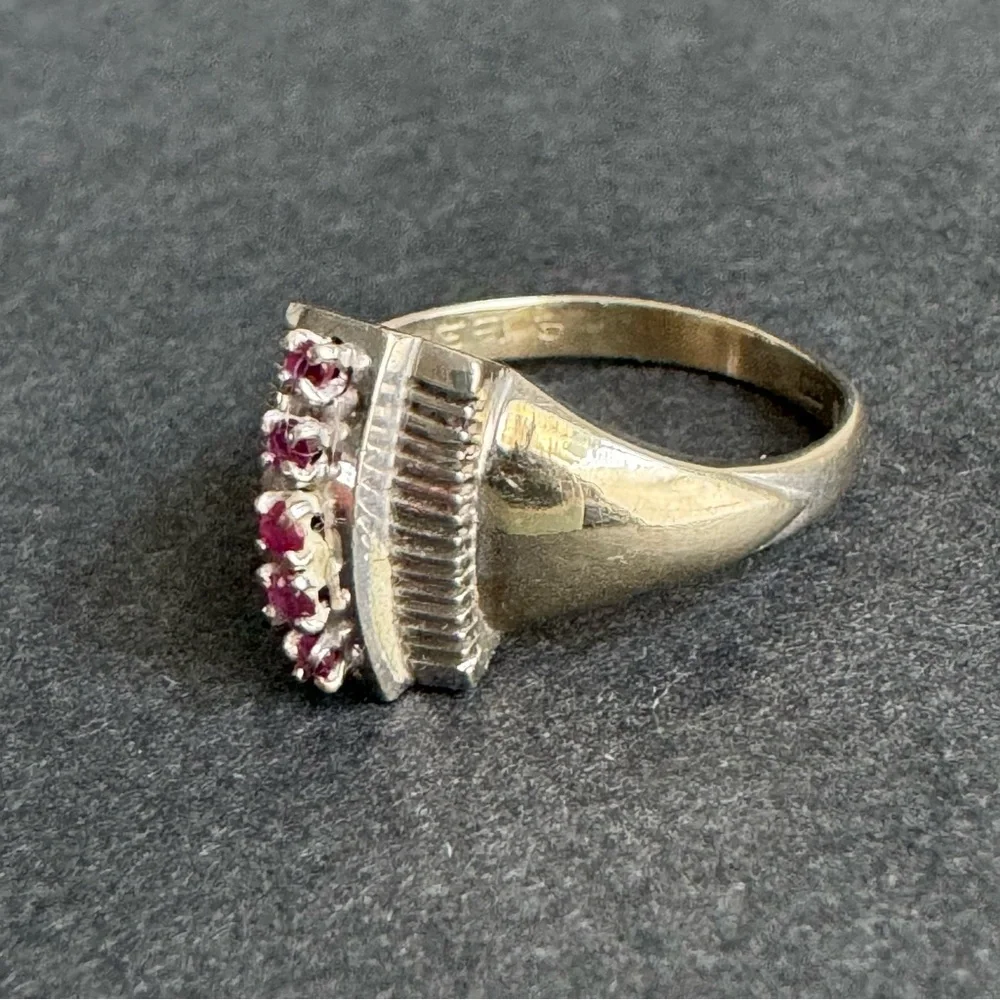 Vintage 14k White Gold Ruby Ring‎ Art Deco MCM Real Gold Size 5